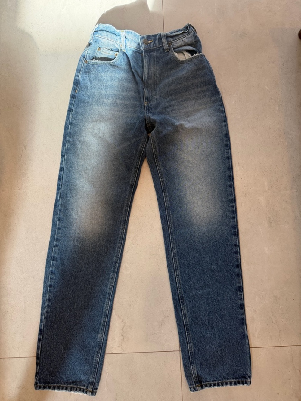 SER.O.YA Maggie Vintage Straight Jeans Paperbag Waist Snap Hem Denim W25